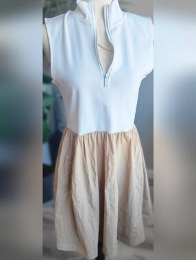 Steve Madden NWT Ivory Taupe Zip Front Sleeveless Dress L